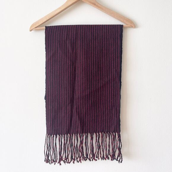 Sanyork Alpaca Knit Scarf with fringes black and red - Picture 1 of 5